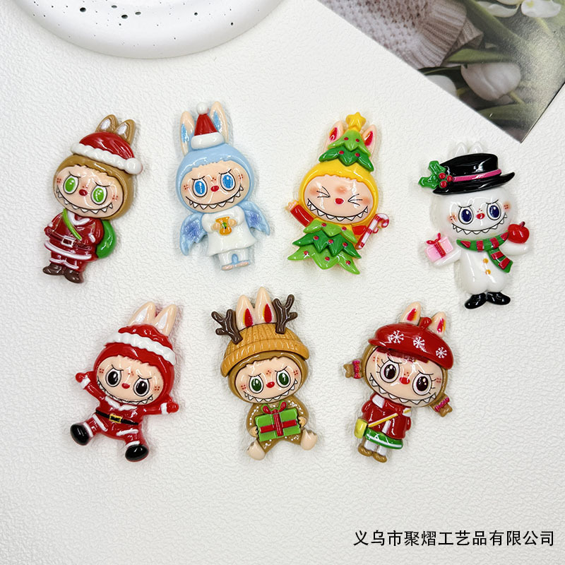 大きな光沢のあるクリスマスラブブ樹脂アクセサリーDIYクリーム接着剤携帯電話ケースヘアピン冷蔵庫マグネット装飾品|undefined
