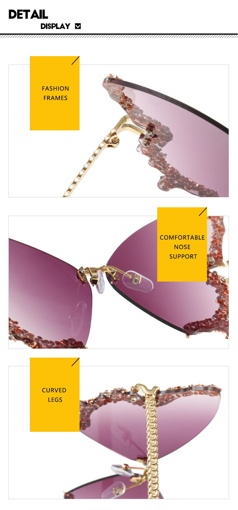 76g Weight Frameless Glasses Structure Sunglasses Classification PC, UV400 Protection Lens Material Butterfly Frame Glasses Style Travel, Party, Stage Occasion Butterfly Pattern All Seasons Season Women's Gender Personality, Hip-Hop, Street Style Personality Hip-Hop Street Butterfly PC UV400 Protection Butterfly Frame Frameless Women's Sunglasses 12