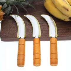 Wood-handled Banana Knife, Pineapple Knife, Fruit & Vegetable Peeler—Compact Curved Blade for Peeling Bananas, Melons, and More—Ideal for Street Vendors