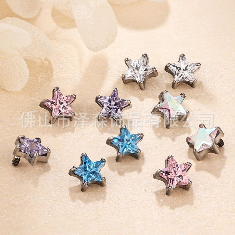 Silver pointed spike labret stud material detail
