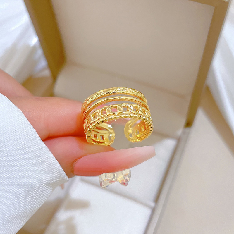 Anello minimalista con catena, regolabile, gioiello semplice, anello giapponese, anello di coppia_voghion.com