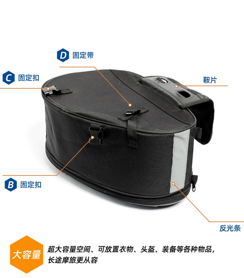 Motorcycle Saddle Bag, Helmet Bag, Waterproof Rear Seat Side Bag, Hanging Bag, Pannier Bag, Long-Distance Motorcycle Travel Luggage Bag, Motorcycle Equipment