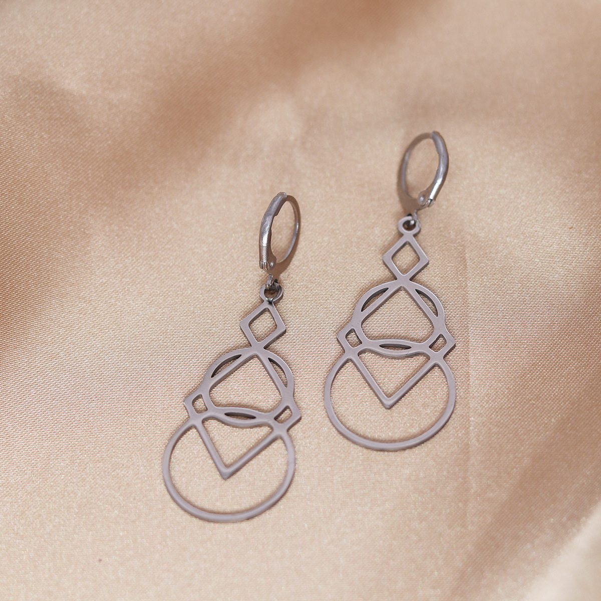 Geometric square fashionable earrings stainless steel