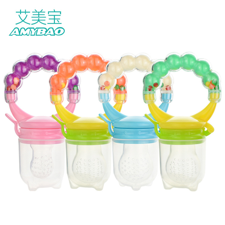 Baby Silicone Pacifier Fruit and Vegetable Rattle Teether Soothing Chew Toy Food-Grade Feeding