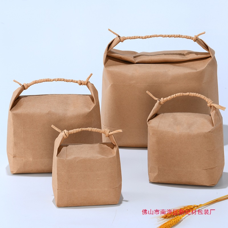 复古横版牛皮纸米袋大米小米礼品袋干果食品袋五谷杂粮面粉包装袋