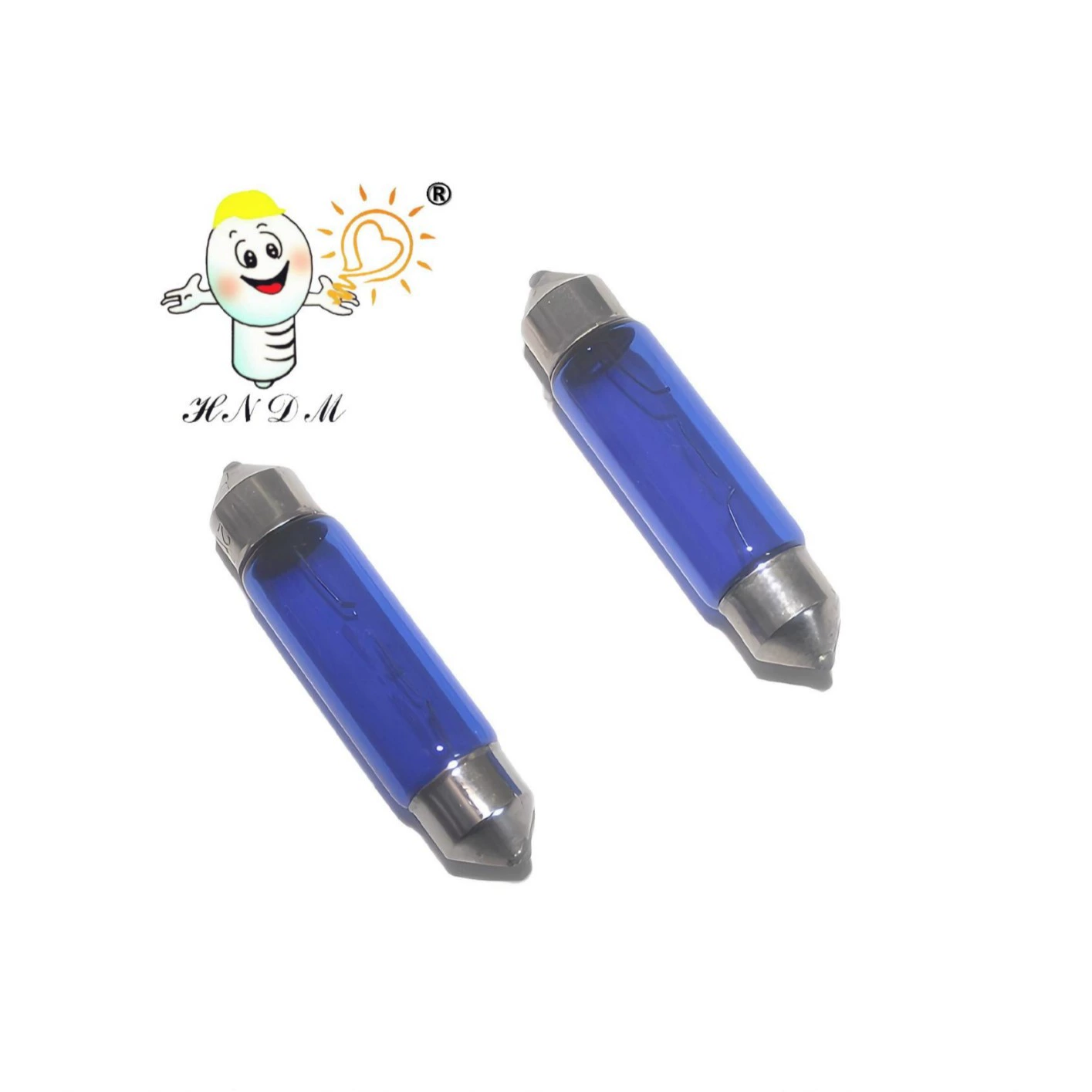 Натуральная синяя сверхбелая лампа для автомобиля T11X41MM 12V10W, двухсторонняя лампа для освещения солнцезащитного козырька и багажника