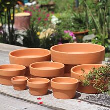红陶土花盆泥瓦盆矮盆红陶盆育苗盆吸水透气仙人掌多肉花盆陶瓷