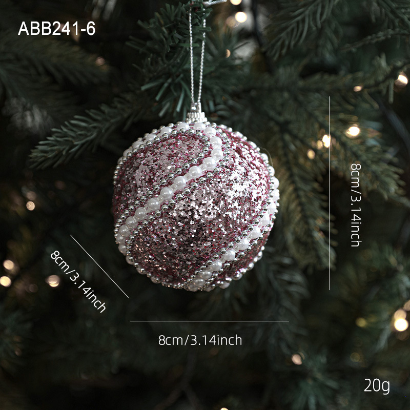 Nueva espuma rosa bola de Navidad colgante polvo brillante polvo adhesivo árbol de Navidad colgante bola decoración colgante disposición