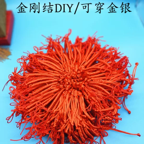 DIY Hand-Woven Diamond Knot Red Rope Bracelet Semi-finished Accessories Red Rope Buming Year Accessories
