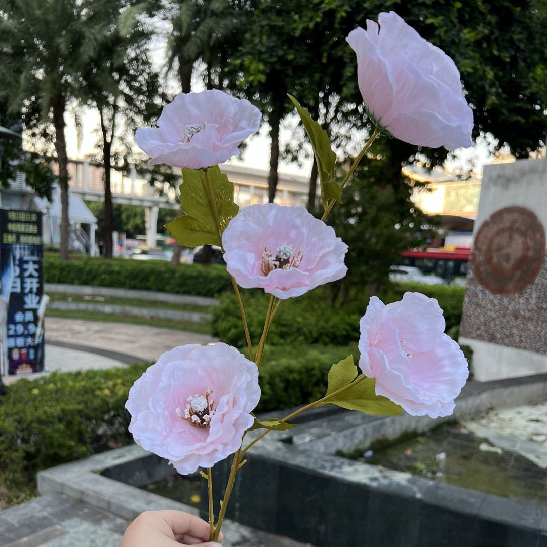 Simulación del Día de San Valentín rosa fabricante 3 sola rama multi-cabeza rosa decoración de la boda flor falsa al por mayor