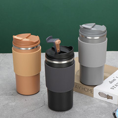 New Stainless Steel Silicone Coffee Cup for Overseas Trade, Household Portable Car Water Cup Vacuum Insulated Cup Gift Cup