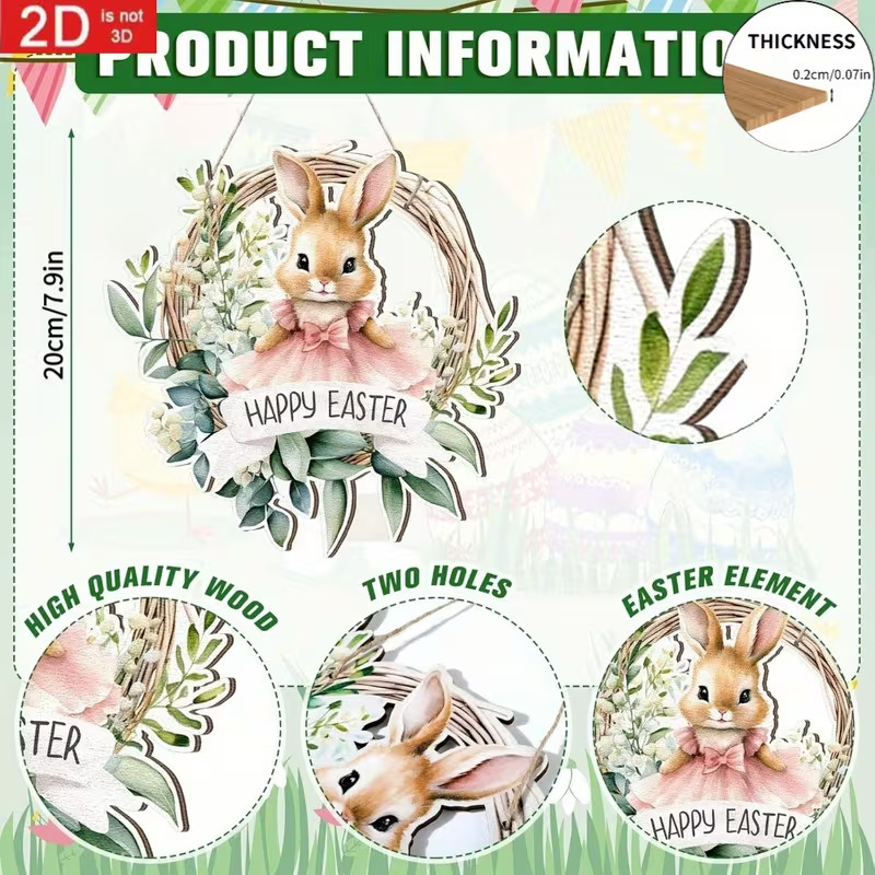 Cross-Border New Product Spring Flowers Rabbit Door Sign Easter Home Party Front Door Welcome Wooden Hanging Decoration Wholesale Cross-Border New Product Spring Flowers Rabbit Door Sign Easter Home Party Front Door Welcome Wooden Hanging Decoration Wholesale