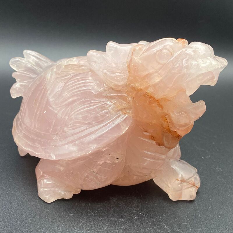 天然粉晶龙龟水晶摆件雕刻件桌面摆件手工雕刻件装饰直 图 2