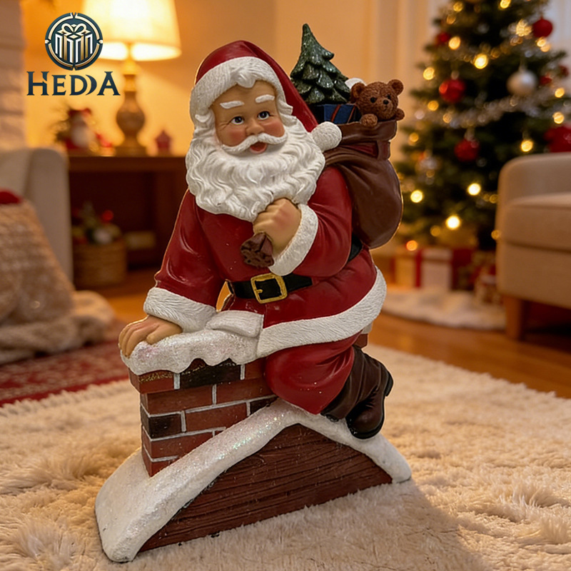 Cross-Border Creative Santa Claus Climbing the Chimney European-Style Home Living Room Study Entrance Christmas Decoration Gift Ornament