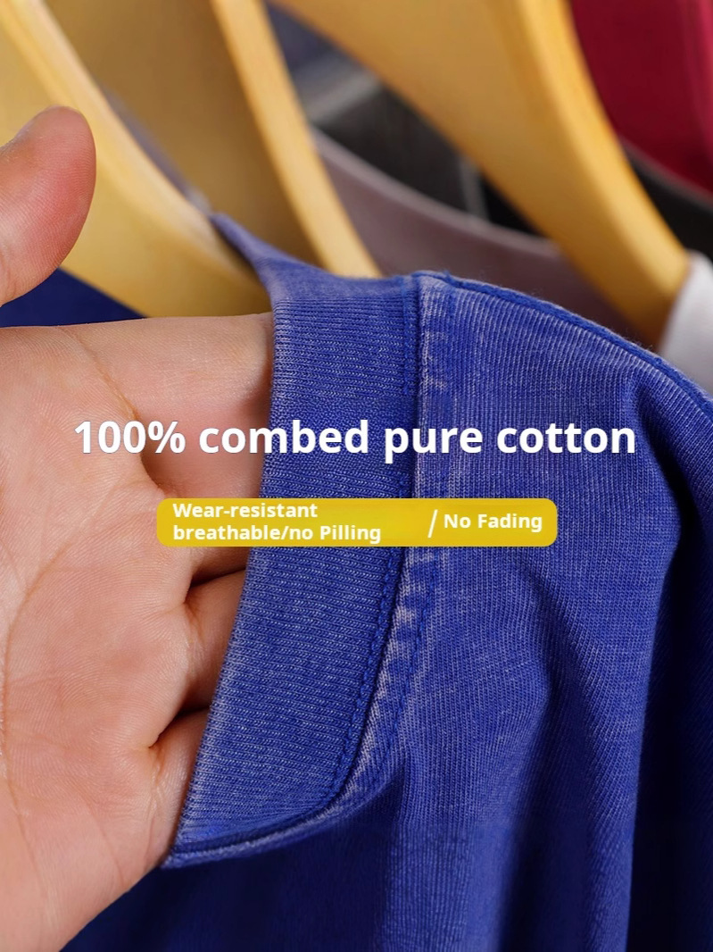 Camiseta de manga corta desgastada de peso pesado de algodón de 230g batik lavado hombros caídos de algodón retro camiseta suelta oversize