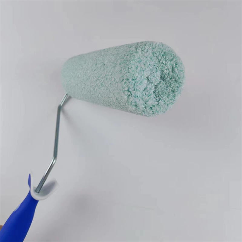 Rodillo de pintura de látex de pelo medio, acabado mate, textura de piel de naranja, rodillo de pintura tipo cáscara de huevo, rodillo de 9 pulgadas con cabezal de brocha de puntos verdes y blancos