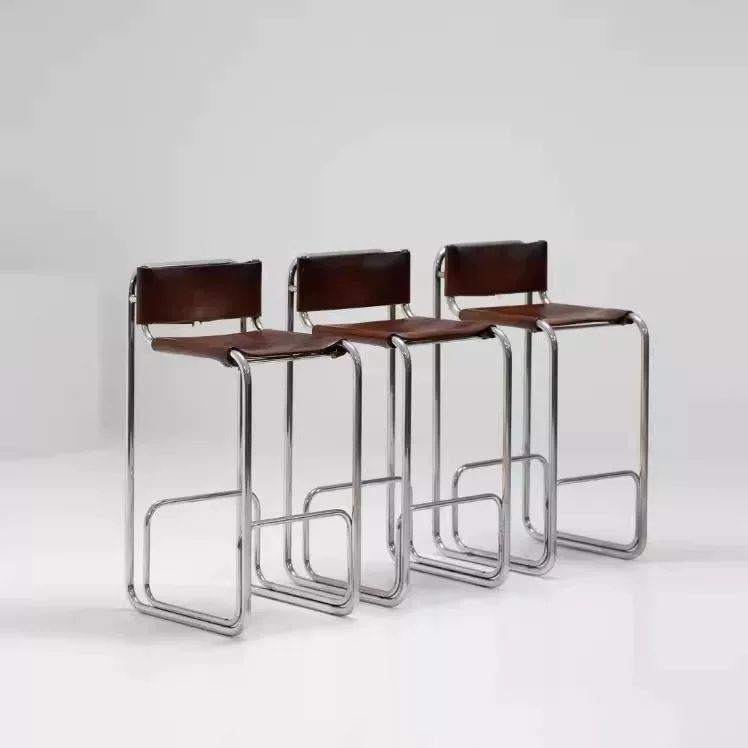 Simple Modern Metal Dining Chair Nordic Style High Bar Chair Foldable Soft Package Stainless Steel Island Chair