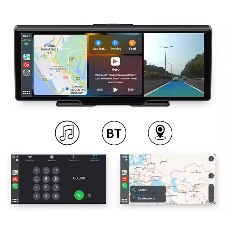 New Cross-Border 10.26-Inch 4K High-Definition Dual-Recording Dash Cam with 1080P Wireless Carplay