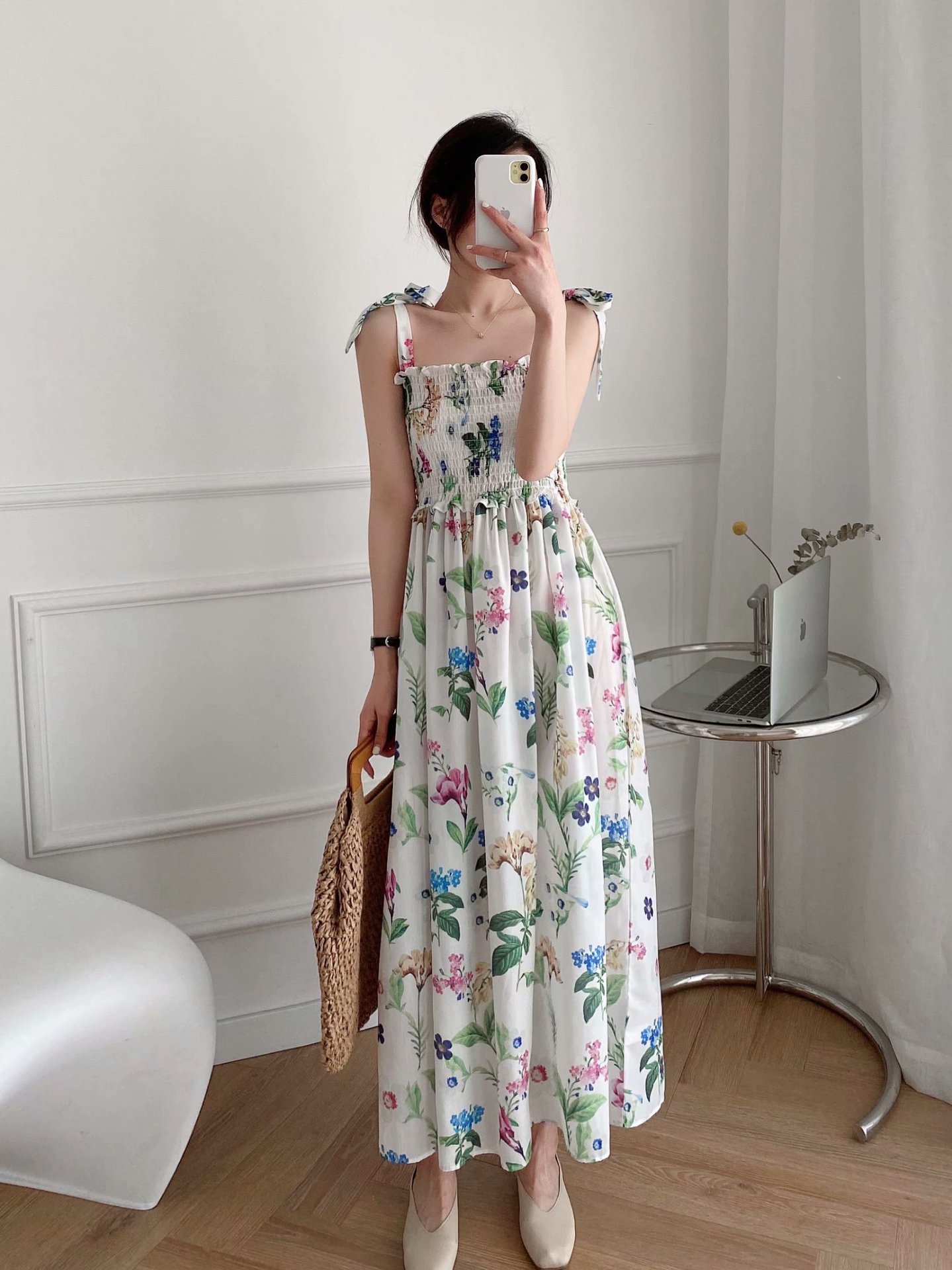 A-line Skirt Streetwear Printing Bowknot Backless Printing Maxi Long Dress display picture 17