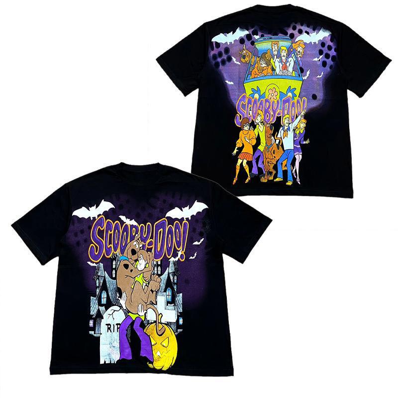 Scoopy doo Scooby Doo Cartoon Anime Movie Surrounding Men's and Women's Casual Cotton Loose Direct Spray Short Sleeve T-Shirt