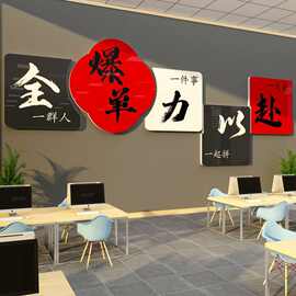 爆单墙面贴企业文化销售电商公司布置办室氛围装饰直播场景标语画