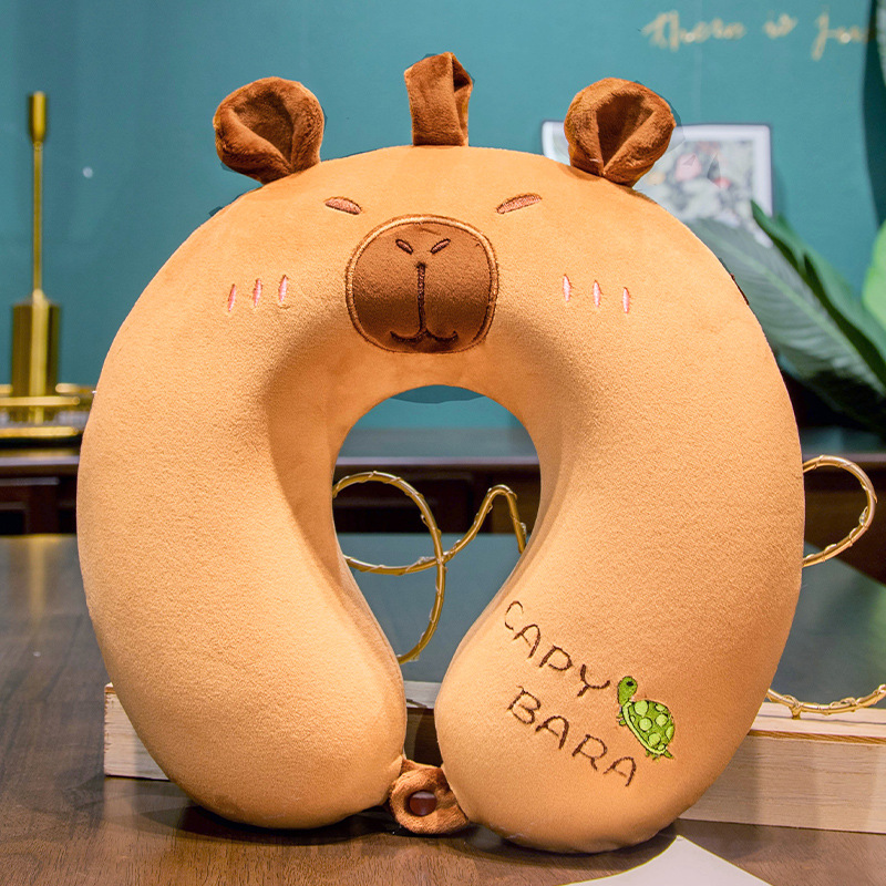 Memoria de dibujos animados Algodón u almohada cuello lindo almohada cervical protección de la columna cervical coche de viaje portátil multifuncional verano