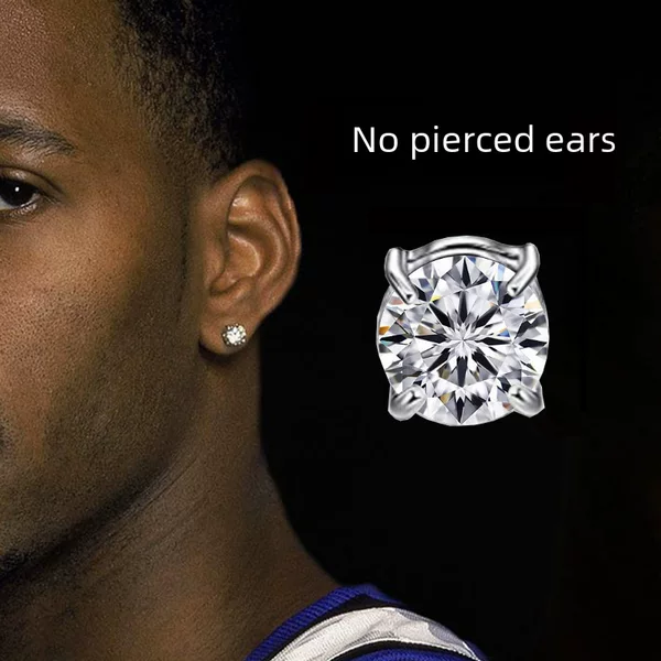 2025 Men's Clip-On Earrings Without Piercings, Korean and Japanese Style Hip-Hop Earrings for Women, White Diamond Magnetic Earrings