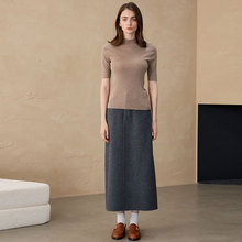 2025秋冬羊绒打底衫中袖羊毛针织半高领套头衫女显瘦内搭毛衣女衫