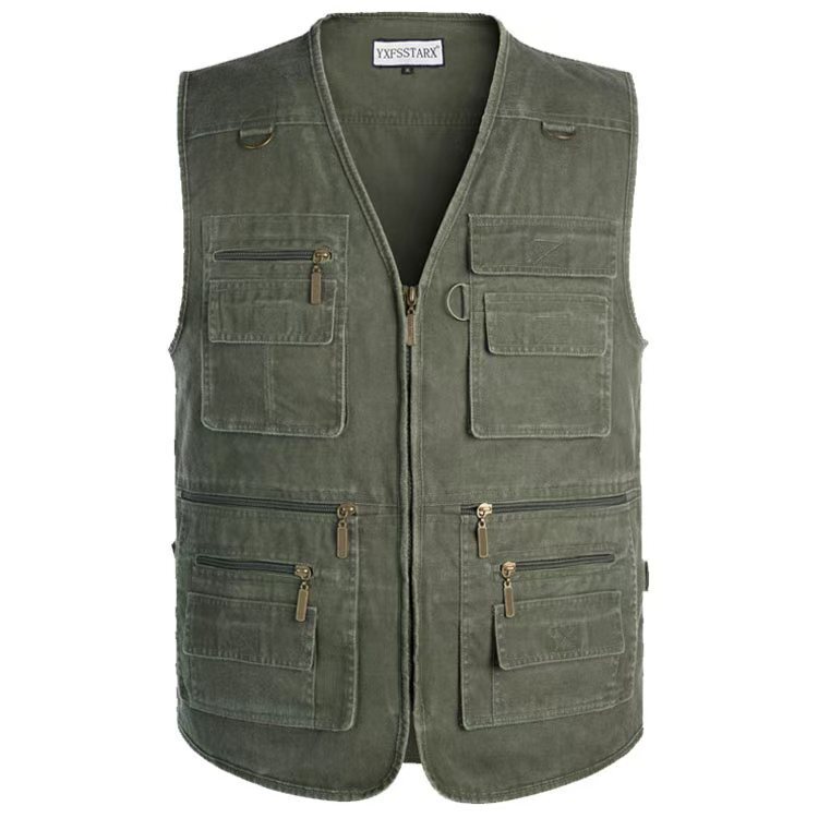 Supply Men's Denim Vest Foreign Trade Cotton Vest Casual Multi-Pocket Photography Outdoor Men's Vest Plus P