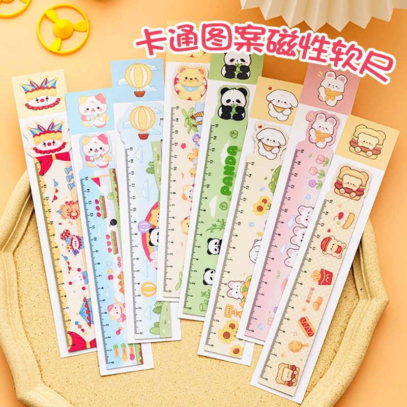 Магнитная линейка с мультяшным дизайном, мягкая магнитная линейка для детей, школьная канцелярия, линейка для учеников начальной школы, подарок на праздник, милый линейный закладка-маркер.