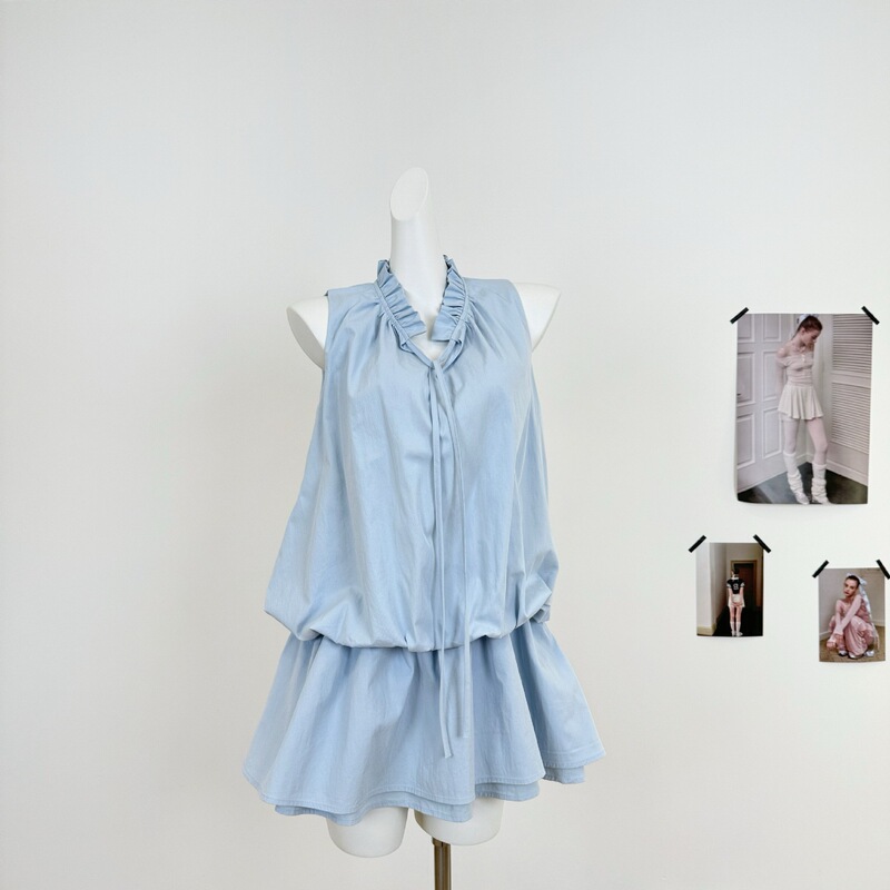 [Same Style as the Blogger] Lyocell Cotton Tie-Waist Loose Silhouette Design Floral Jellyfish Skirt Dress