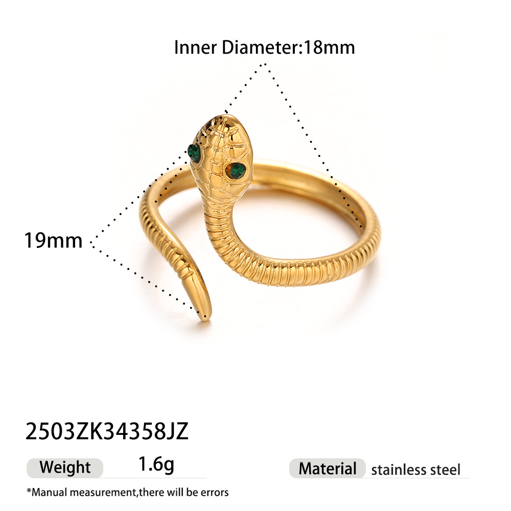 Anillo de acero inoxidable de estilo europeo y americano de Tena, acero de titanio, sin decoloración, serpiente espiritual, joyería de lujo ligera, anillo de diseño de nicho femenino, transfronterizo