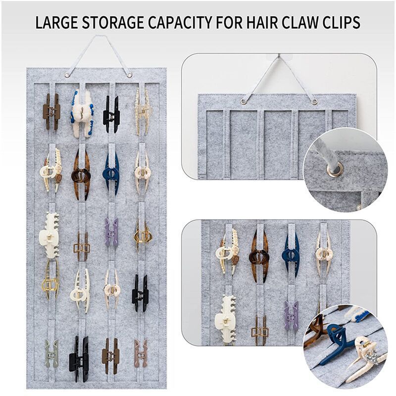 跨境外贸毛毡抓夹挂袋头发夹展示板女士发夹挂墙头带蝴蝶钳口夹展