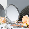 Square round silver handheld dressing table, folding double-sided mirror