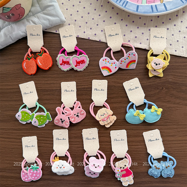 Cute cartoon elastic children's hair rope with pigtail