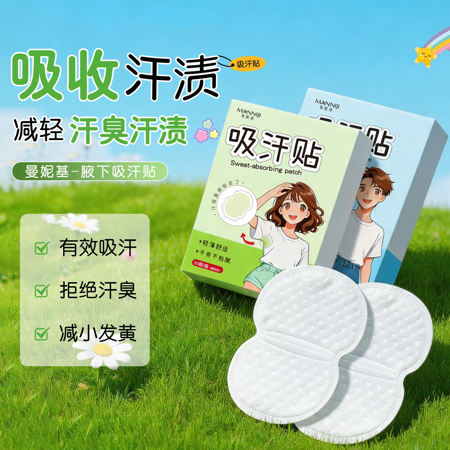 Manikey Sweat-Absorbing Patches Underarm Antiperspirant Patches Are a Must-Have for Summer, Invisible Underarm Sweat Pads, Sweat-Absorbing, Breathable, and Anti-Sweat Magic Tool
