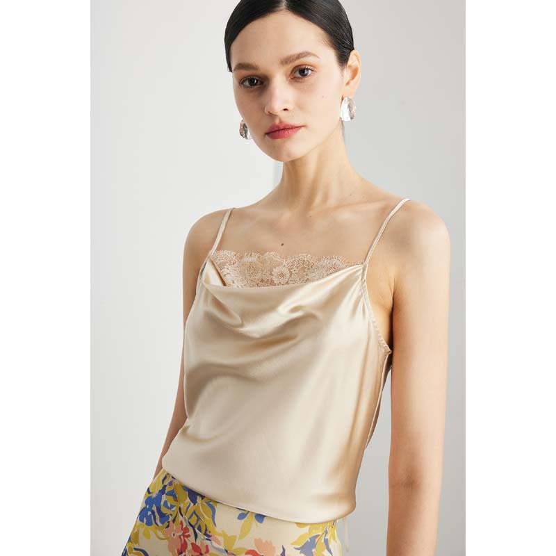 Silk Camisole for Women 2026 Spring/Summer New Solid Color Lace Mulberry Silk Top for Commuting and Layering Silk Camisole for Women 2026 Spring/Summer New Solid Color Lace Mulberry Silk Top for Commuting and Layering