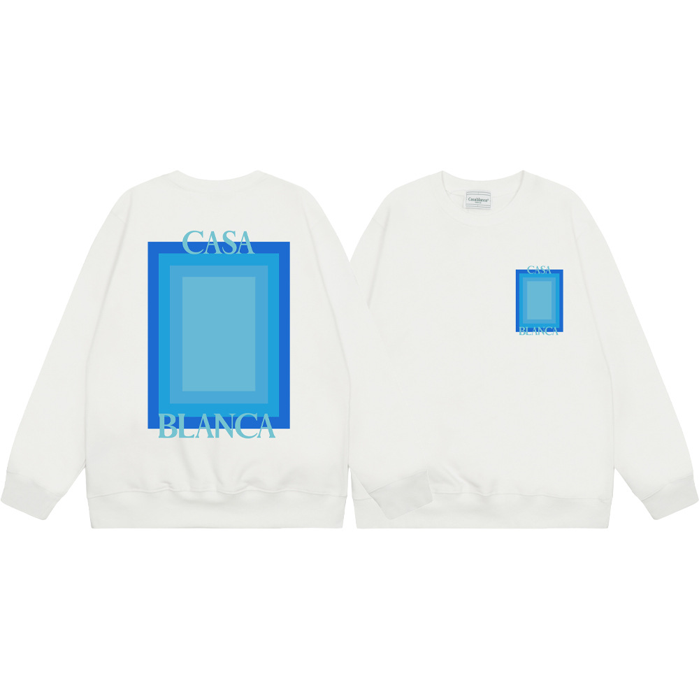 Marca de moda transfronteriza Casablanca letras de Casablanca impresión de color 380g lazo camiseta de cuello redondo