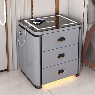 Safe Bedside Table Integrated Multi-Functional Bedroom Light Luxury Simple Speaker Fingerprint Safe Bedside Installation-Free