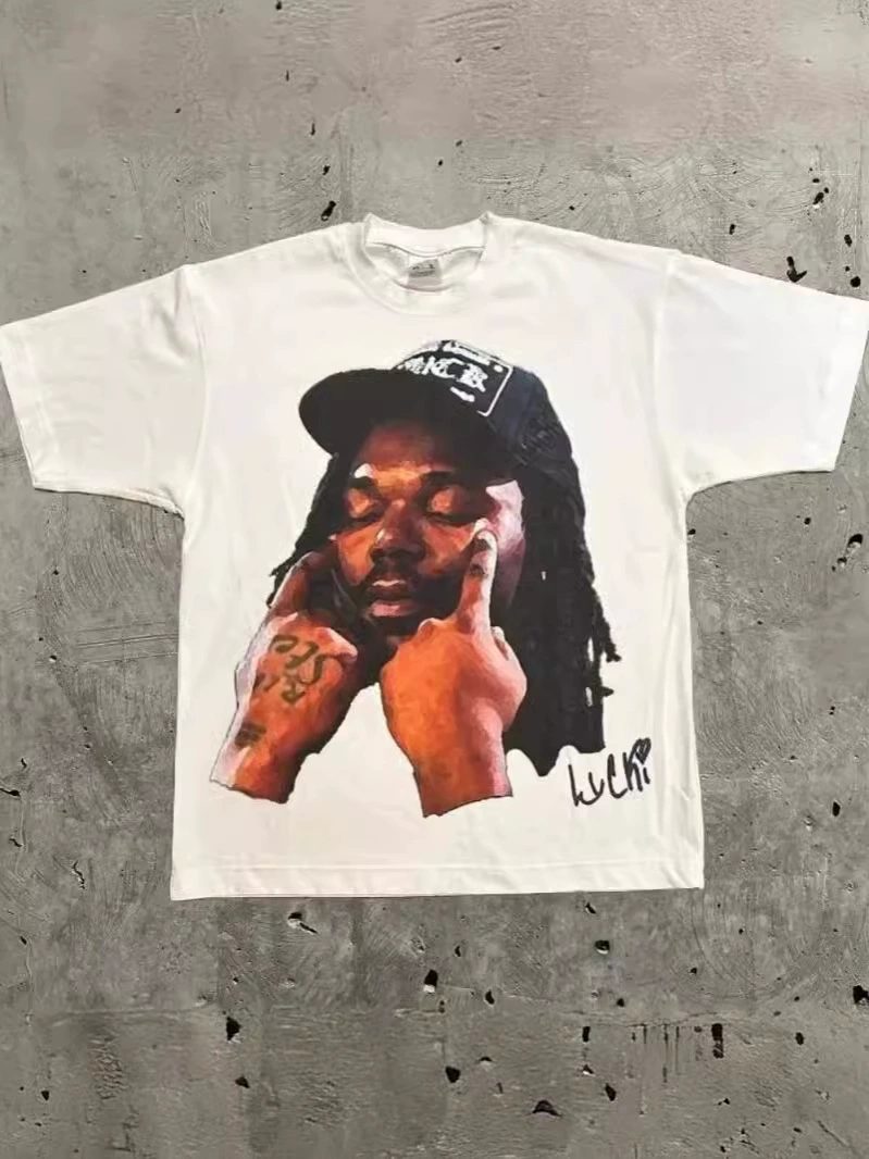 Retro trend short sleeve T-shirt hip-hop style for leisure, Gothic, oversize
