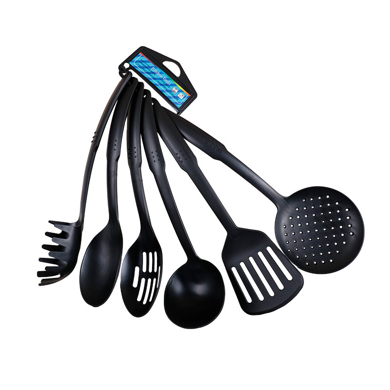 Juego de espátulas de nailon de seis piezas, cuchara para sopa, juego de utensilios de cocina resistentes a altas temperaturas, venta al por mayor del fabricante, cuchara y espátula multifuncionales para cocinar