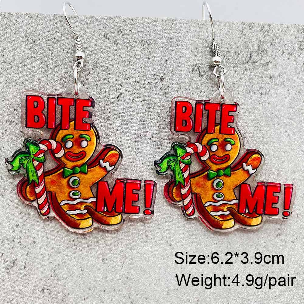 Wholesale Jewelry Cute Santa Claus Gingerbread Letter Arylic Drop Earrings display picture 2