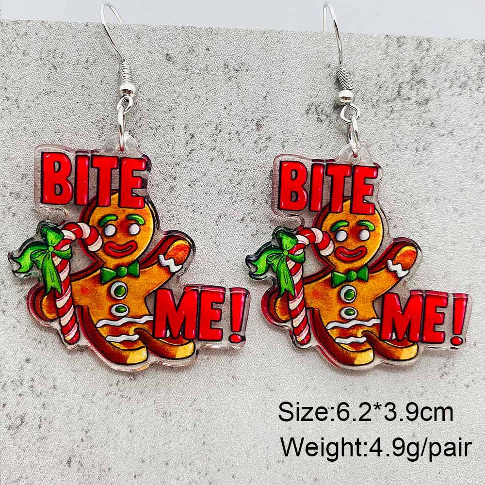 Drop Earrings Classification 1 Pair Quantity 1 Pair Christmas Cute Santa Claus Gingerbread Letter Arylic Drop Earrings