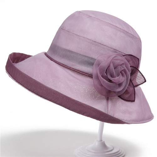 Ladies Stylish Summer Sun Hat for Middle-Aged and Elderly Women, Mother Sunshade Hat, Thin Brim Bucket Hat