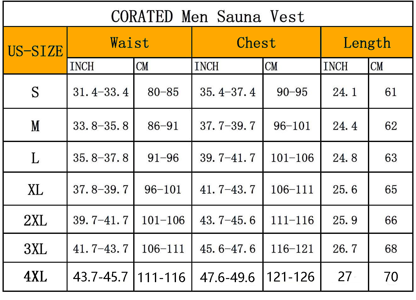 定制男拉链尺码表