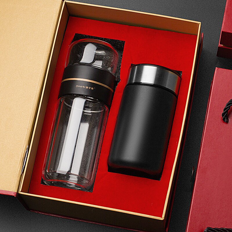 Mid-Autumn Festival gift set: stainless steel insulated cup gift box, promotional gift, vacuum glass water cup, wholesale with logo printing