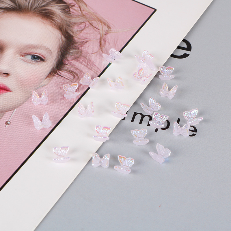 Mariposa de cristal transparente parche de uñas accesorios de bricolaje acrílico tridimensional hecho a mano de resina accesorios de plástico imitación de uñas