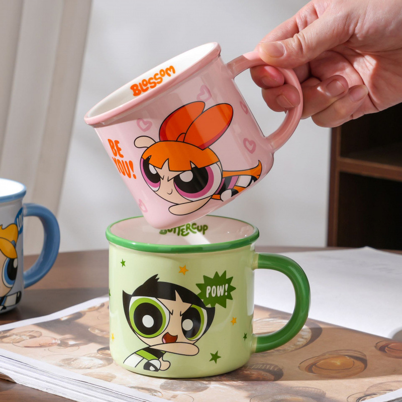 Copia de cerámica auténtica, hermosa taza de regalo de dibujos animados, taza de agua de esmalte doméstica de alto valor facial