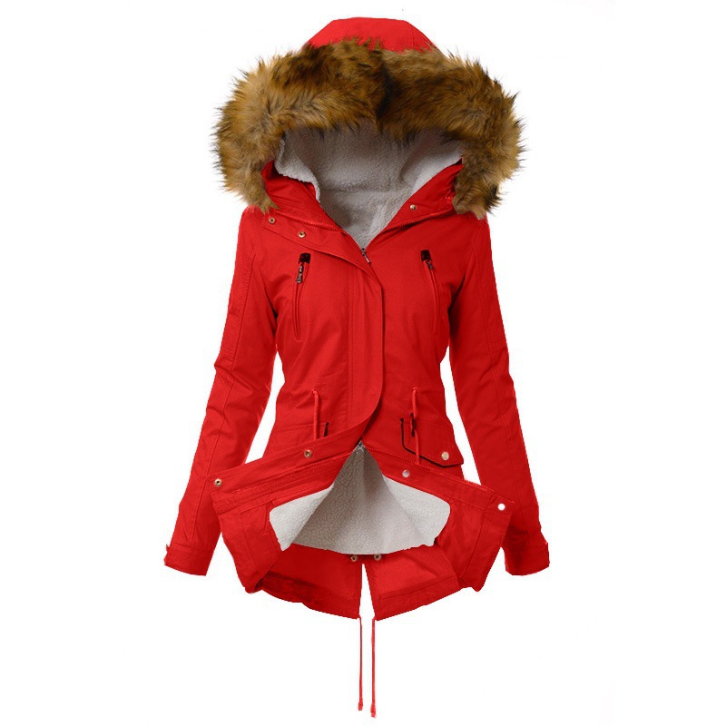 Pure Color Hooded Slim Warm Zipper Jacket 4