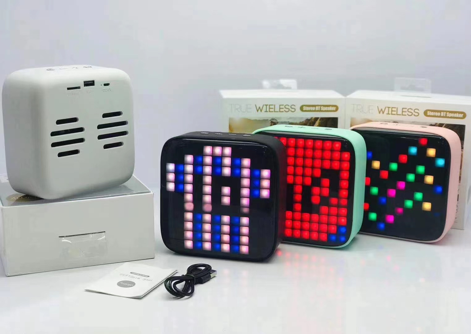 方块LED创意蓝牙音箱无线复古MY-683BT彩灯新款礼品迷你像素音响-阿里巴巴
